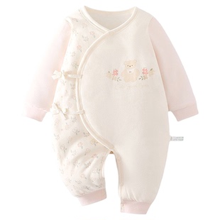 女宝宝保暖夹棉连体衣秋冬季120g棉衣棉服新生儿冬装婴儿哈衣爬服