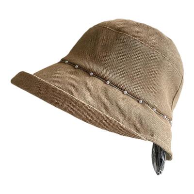 进口和纸渔夫帽子女春夏UV防紫外线盆帽可折叠百搭遮阳防晒透气帽