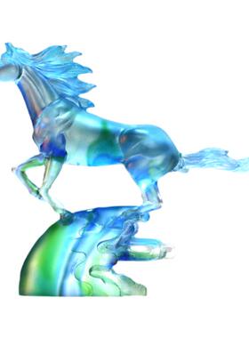 云腾万里琉璃生肖马摆件