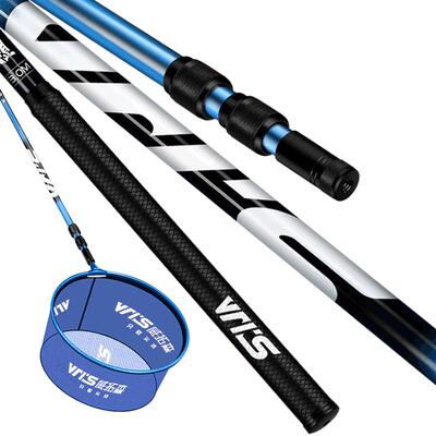 威拓森碳素抄网竿超轻硬鱼网兜