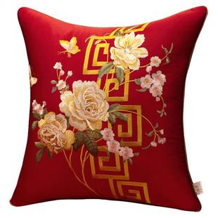 中式刺绣抱枕靠红木家具绣花沙发垫中国风古典罗汉床软包定制防滑