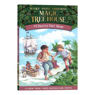 新版神奇树屋4海盗的藏宝图英文原版小说 Magic Tree House Pirates Past Noon 课外趣味读物奇幻冒险惊险小说儿童文学书籍
