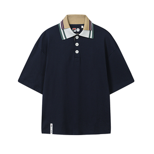 FILA x kolor/ BEACON斐乐POLO衫男2026秋季新款休闲纯棉宽松上衣
