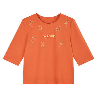 七分袖t恤女中袖上衣夏时尚减龄