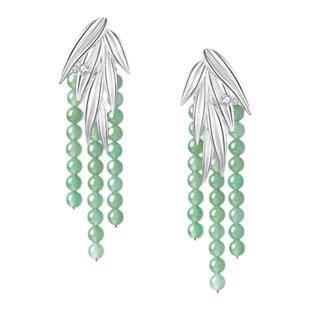 花与蝶明星同款竹摇东陵玉耳环女高级感耳钉原创新中式流苏耳饰