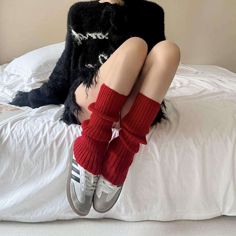 袜套女秋冬堆堆袜圣诞新款本命年红色袜子y2k中筒雪地靴保暖腿套