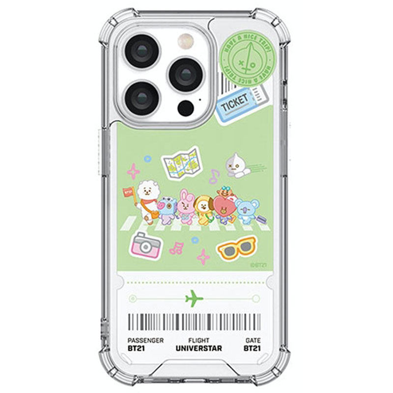 BT21防弹少年团iPhone16手机壳适用于苹果17旅行系列透明卡通15Pro四角防摔Max可爱14保护套TPU软包边