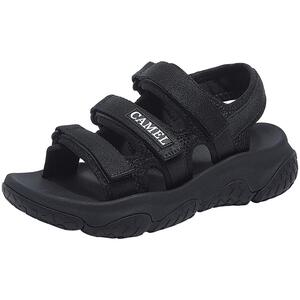 骆驼女鞋2024春夏新款厚底运动老爹凉鞋女休闲百搭魔术贴沙滩鞋女