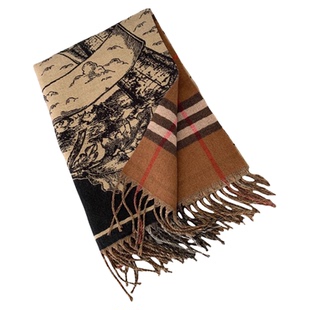 韩系双面战马格子仿羊绒围巾秋冬季新款时尚经典流苏保暖外搭披肩