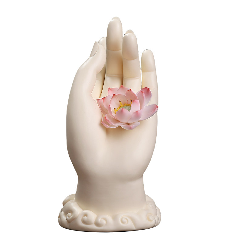 陶瓷莲花佛手像佛掌摆件观音佛像