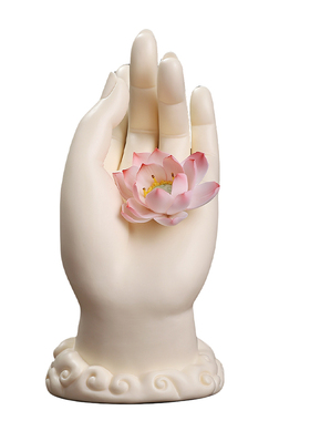 陶瓷莲花佛手像佛掌摆件观音佛像