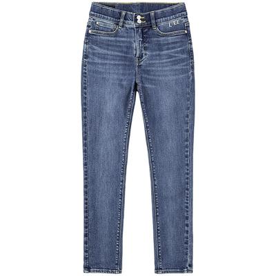 【张凌赫代言】Lee商场款美颜牛仔419紧身高腰窄脚中蓝色女牛仔裤