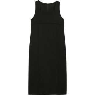 无谓2025年秋冬新款女装宽松方领气质背心裙无袖羊毛呢子连衣裙女