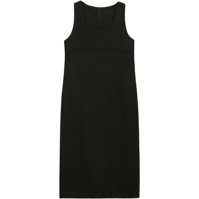 无谓2025年秋冬新款女装宽松方领气质背心裙无袖羊毛呢子连衣裙女