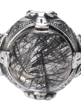 ZOCALO莫卧儿系列圆形黑发晶戒指