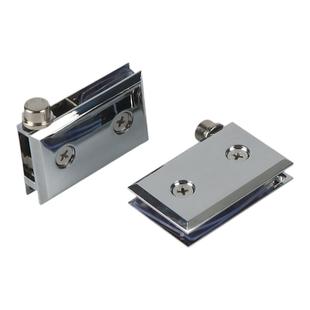 不锈钢玻璃上下合页免开孔橱柜展示无框玻璃夹自动弹开门铰链转轴