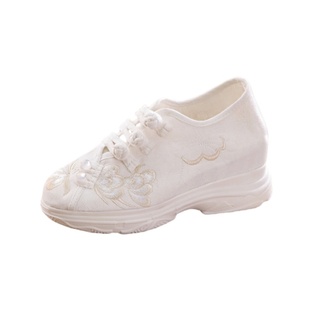 古风运动汉服鞋子增高中式休闲鞋舒适坡跟古装旅游鞋民族风绣花鞋