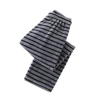 仙女暖暖裤珊瑚绒居家保暖裤秋冬季懒人裤直筒条纹裤女外穿睡裤潮