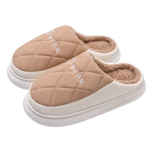 利达妮防水厚底棉拖鞋女士冬季2026款室内家居保暖防滑毛拖鞋男款