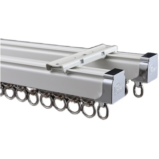 窗帘轨道坚美窗帘滑轨单轨双轨导轨窗帘杆铝合金顶装侧装直轨弯轨