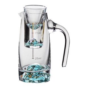 蓝山高端白酒杯套装刻度水晶玻璃分酒器酒壶具家用轻奢烈酒一口杯