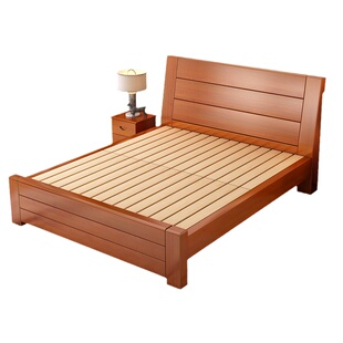 中式实木床1.8米双人床主卧经济型简约1.5米单人床家用1.2m加厚床