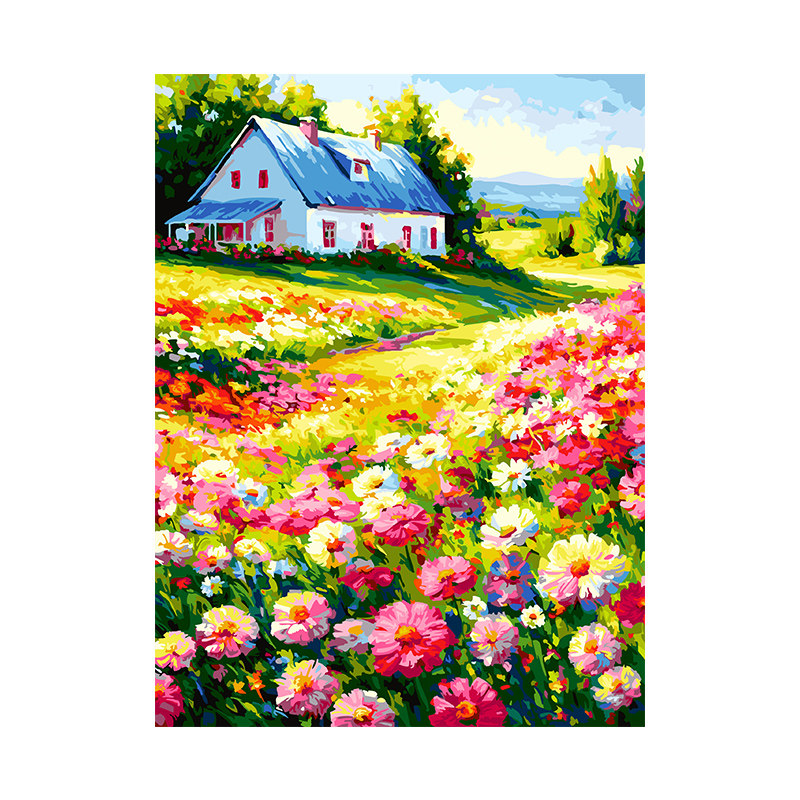 手工填色风景数字油画