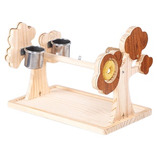 鹦鹉鸟站架虎皮玄凤实木鸟架子带镜子鸟玩具站杆零食站台游乐场