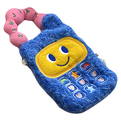 可爱卡通手机包斜挎手拎包包女ins风毛绒小巧零钱包收纳包亲子包