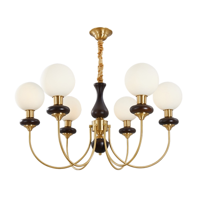 依诗豪法式全铜吊灯胡桃木中柱