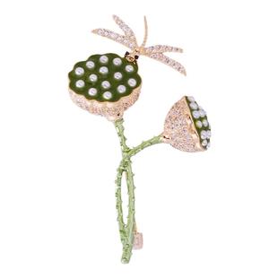 【紫罗兰正版】蜻荷胸针蜻蜓立荷胸花小众个性气质礼服配饰别针