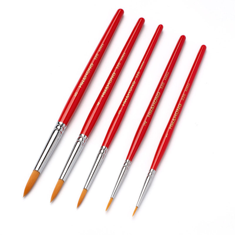 韩国Hwahong华虹320尼龙毛圆尖头水彩笔油画笔勾线笔尼龙画笔眼线笔画卧蚕粘亮片