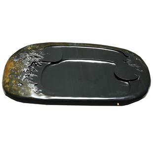 轻奢精品原石茶盘整块歙砚金皮玉带籽料原石茶海名师纯手工雕刻山水茶台湿泡茶托端砚茶盘石头茶具收藏送礼