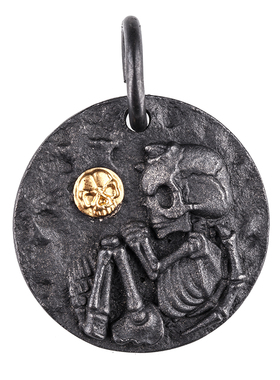 暗夜公爵骷髅纯银幸运币点金吊坠