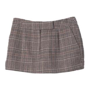 显瘦防走光短裙新款复古格纹半身裙格子裤裙棕色短款低腰裙裤
