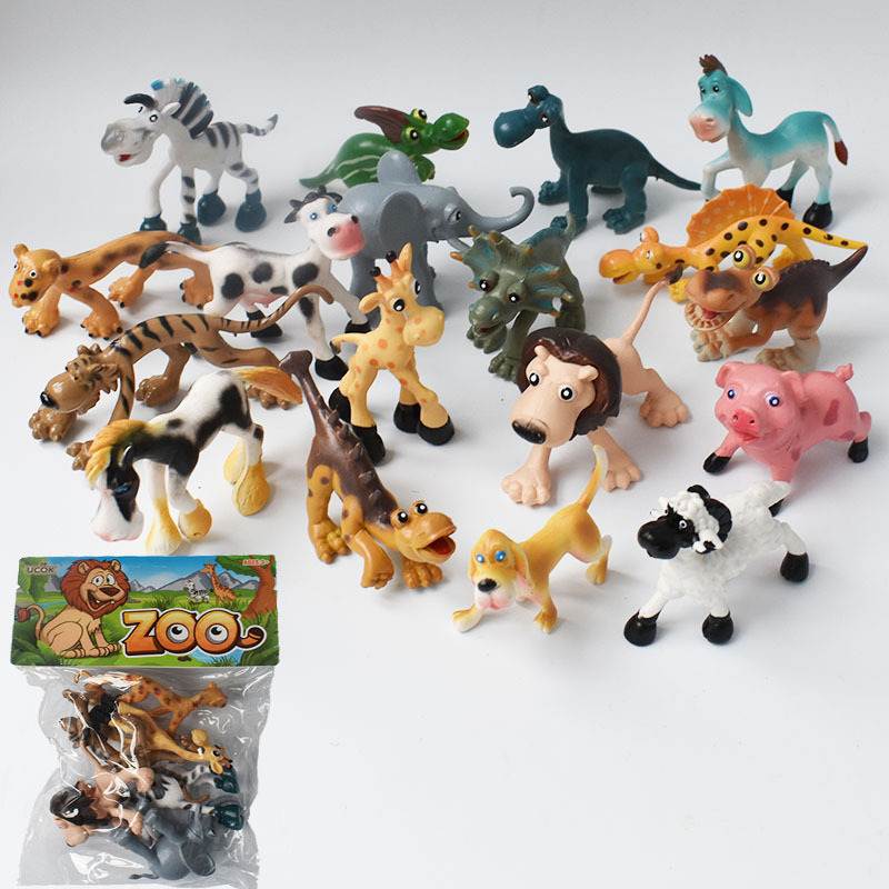 卡头袋装小动物玩具动物实心模型恐龙摆件小小儿童玩具静态