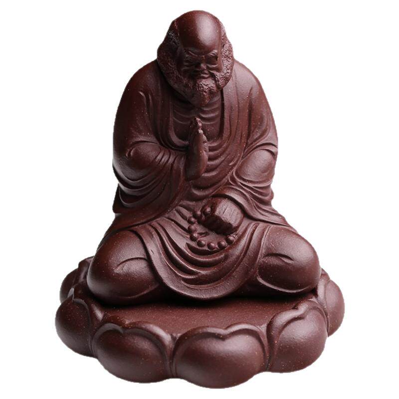 宜兴原矿紫砂茶宠摆件达摩禅意全手工茶玩精品可养茶台装饰礼品