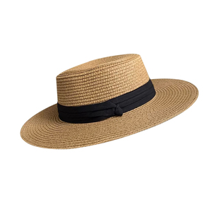 手工钩织大头围草帽法式编织镂空平顶老钱风礼帽高级感轻奢大码