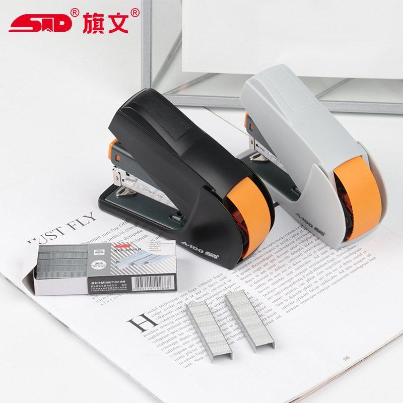 旗文A-100订书机装订25书机标准专用打包办公工厂定订书机页批发