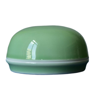 涵青堂原创 龙泉青瓷手工印泥盒浅底高盖陶瓷印泥缸文房四宝 9cm