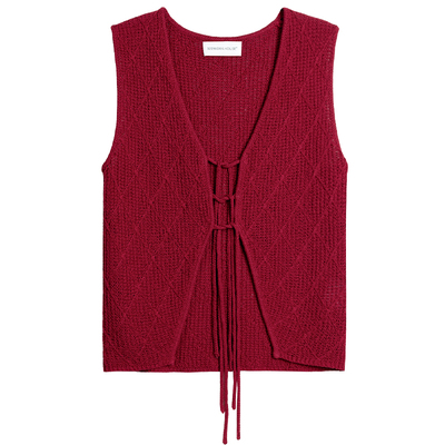 系带通勤简约背心马甲女