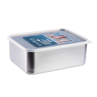 食品级304不锈钢保鲜盒带盖密封冰箱专用冷冻商用水果蔬菜收纳盒