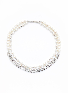 范丞丞同款珍珠拼接双层情侣项链