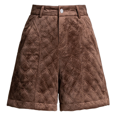 复古港风麂皮绒加厚短裤女秋冬新款加棉高腰显瘦阔腿休闲外穿靴裤