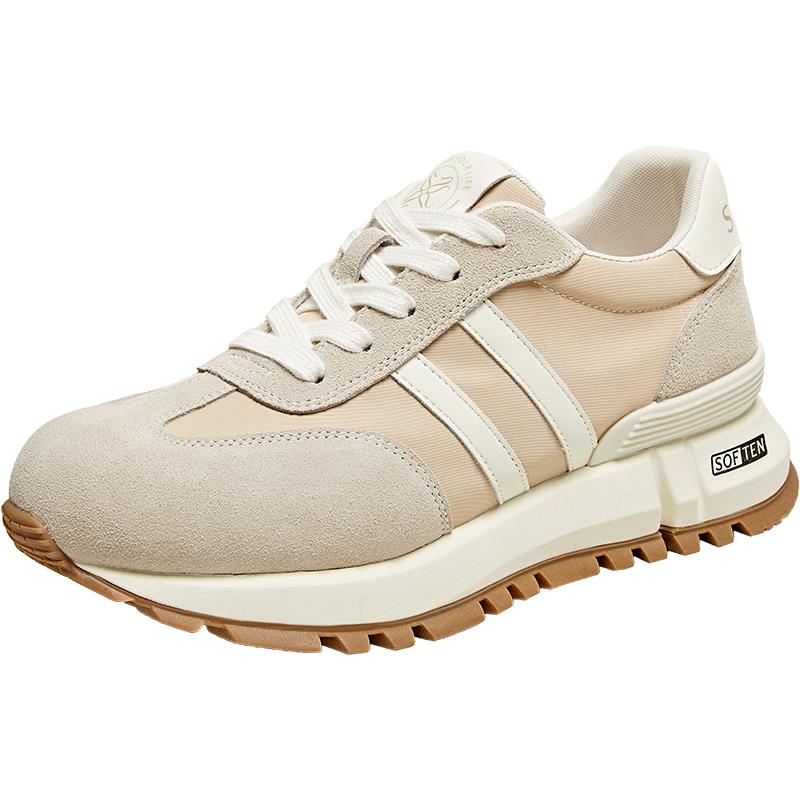 百思图2025夏商场新款复古拼色阿甘鞋厚底德训鞋女休闲鞋D3027BM5