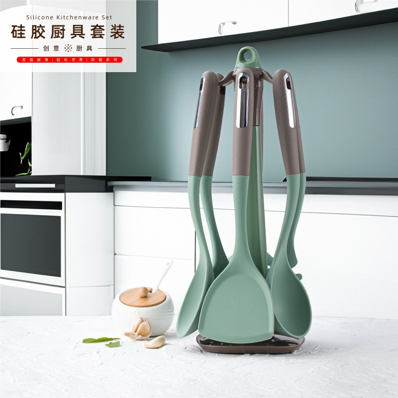 硅胶厨具6件套炒菜铲厨房用具烹饪子套装锅铲不粘锅汤勺硅胶厨具