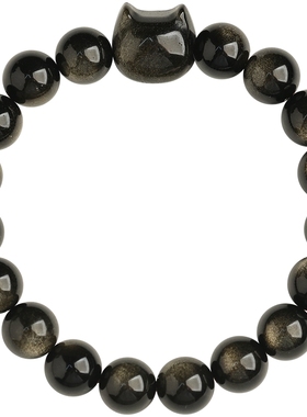 论檀黑曜石手串原创猫头手链女