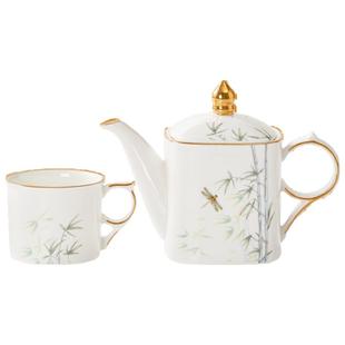 华光国瓷 骨瓷功夫茶具套装 中式高颜值送礼茶壶茶杯礼盒装  青亭