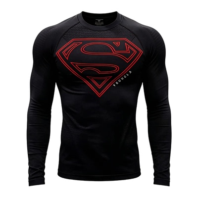 超人速干高弹紧身压缩长袖男t恤
