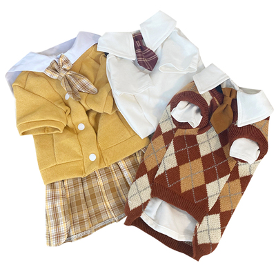 袋袋猫 经典学院宠物假两件JK连衣裙猫咪衣服小型犬狗狗比熊衣服